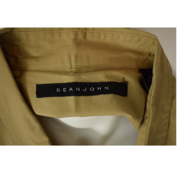Sean John Mens 3XL 3-Pocket Taped Twill Woven Khaki Button Down Shirt - Picture 4 of 6